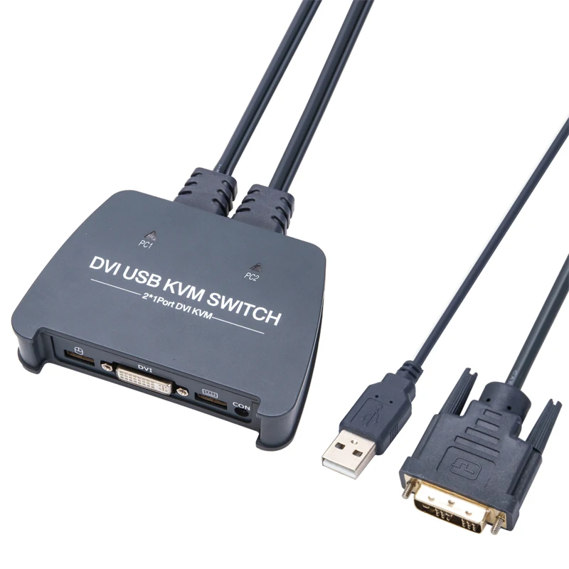 VCOM 2 Port Built-in USB DVI Cable 4K@30Hz DVI KVM Switch DVI-D 18+1 to 24+5 for 2 PC