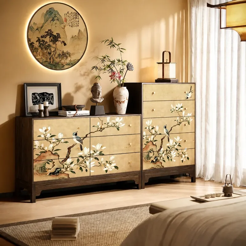 Song Style Aesthetics Yutang Chunyu Solid Wood Chest Cabinet Living Room Entrance Storage Bedroom Multi Functional Drawer