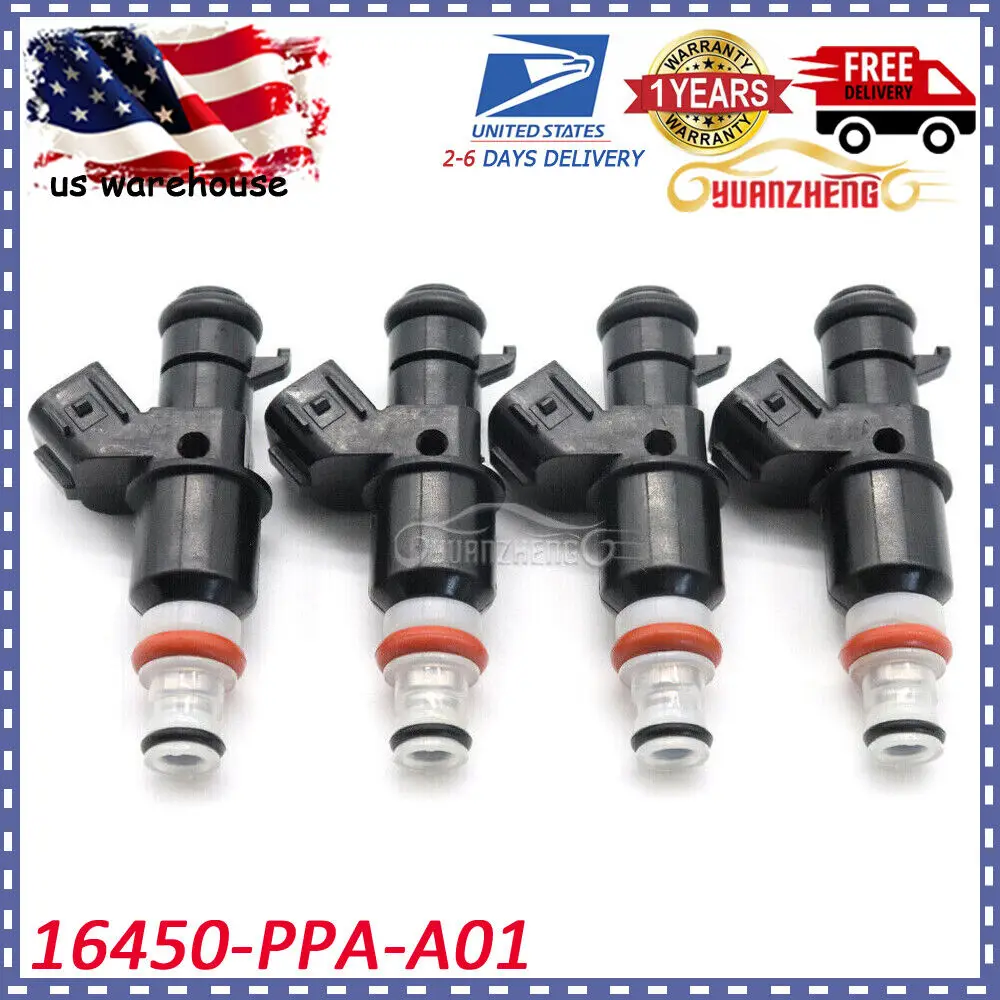 4 Fuel Injectors New 16450-PPA-A01 For 2002-2004 Honda Civic CRV CR-V 2.4L L4