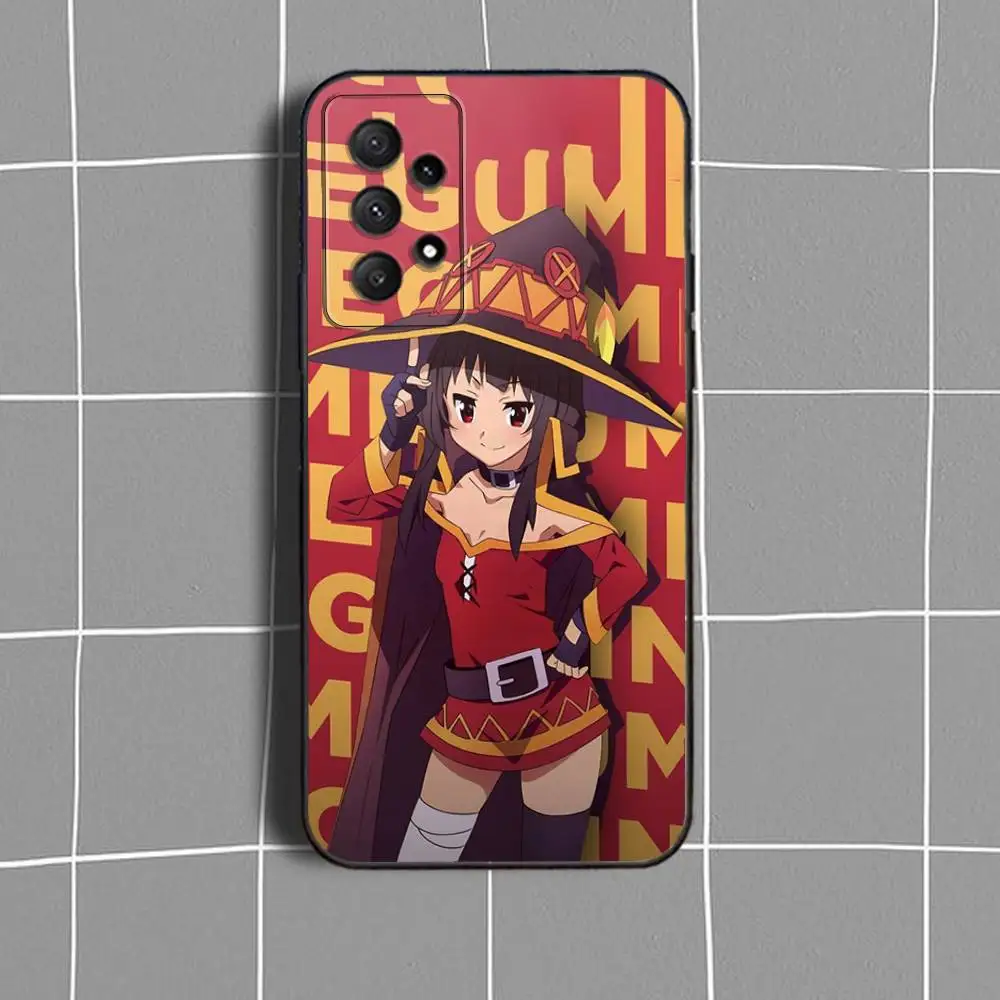 M-Megumin K-KonoSuba Funda de teléfono para Samsung Galaxy A73,31,32,72,41,53,52,71,22,5G,Nota,J7,8,9 Funda negra suave