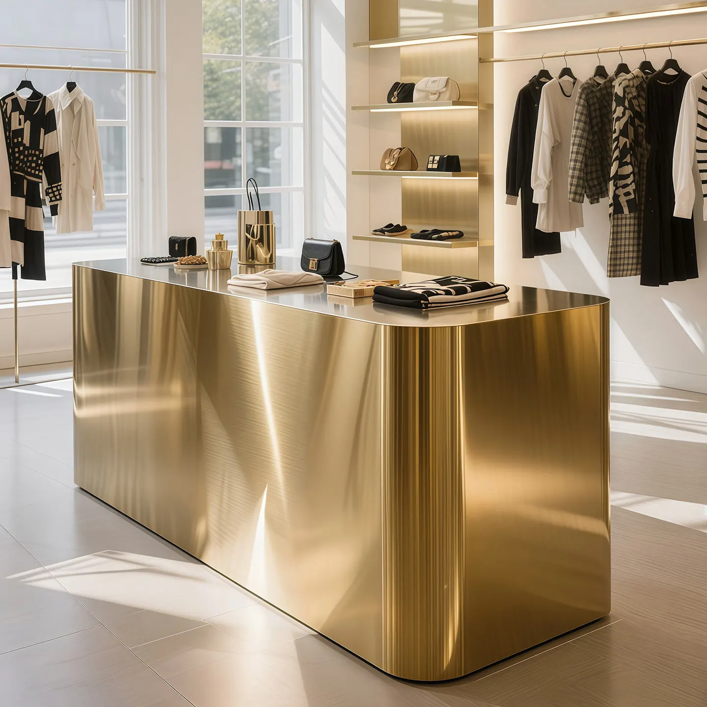 Clothing Store Nakajima Display Table Stainless Steel Titanium Flower Shop Shopping Mall Shoe and Bag Store Decoration Ornament