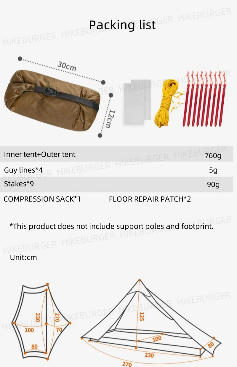 3F UL Gear 2026 Lanshan 1P Zelt Outdoor Camping 15D SilNylon Zelt Ultraleicht 760g Wasserdichtes Stangenloses Zelt für Trekking und Backpacking – Detail 3