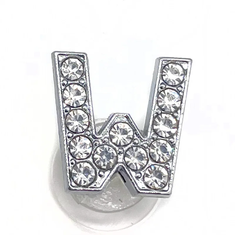 Schuh Charms Glitter Strass Buchstabe Silber Kristall Alphabet DIY Legierung Schuh Dekorationen Schmuck Slider Armband Armbänder – Detail 32