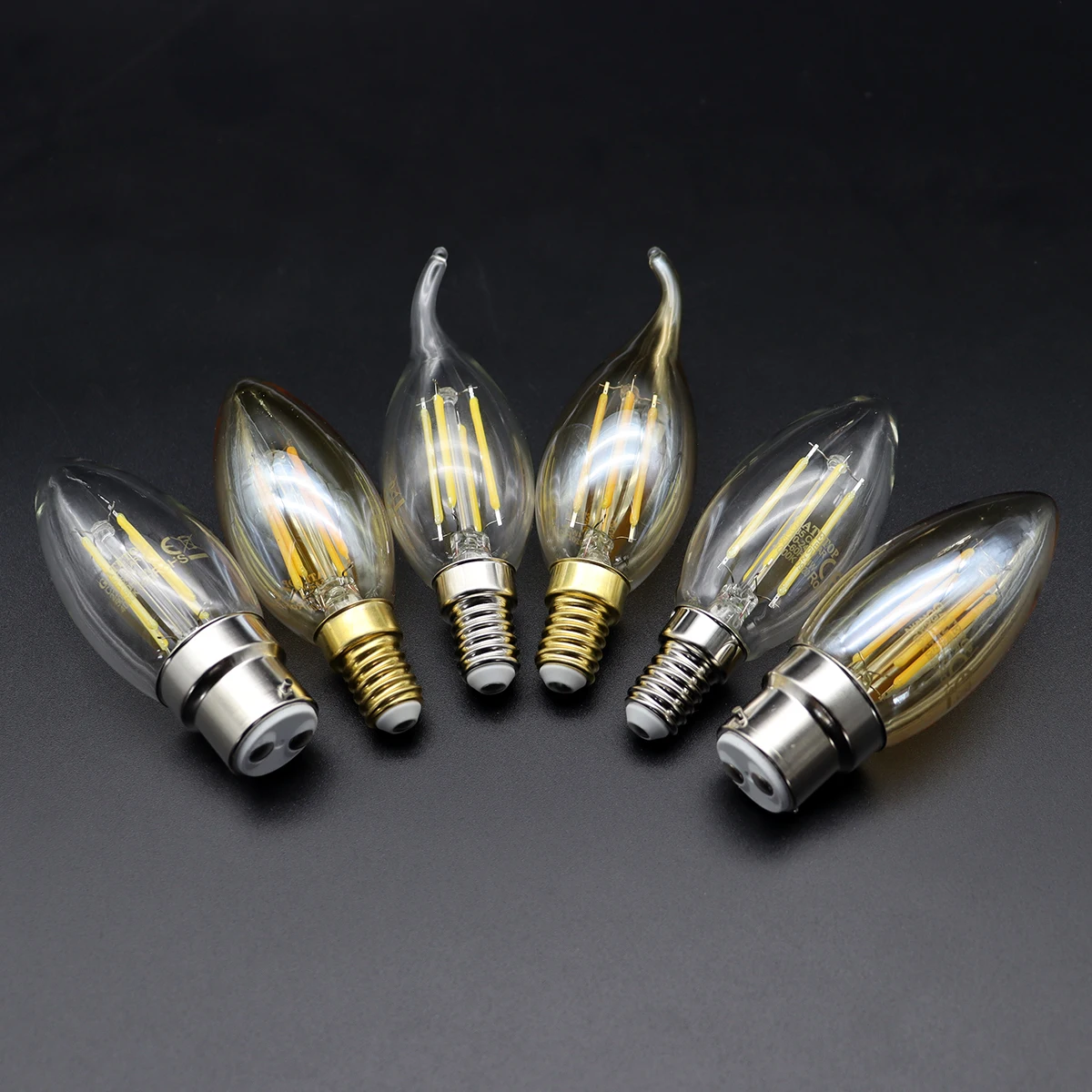 6PCS LED Filament Light C35 E27 B22 E14 AC220V 4W Flickerless 2700K 4000K is suitable for bars, supermarkets and home lighting