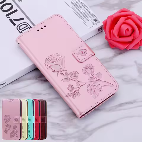 For Samsung Galaxy M22 A22 4G A33 5G A22S Rose Leather Phone Case Shell Wallet Cover Coque