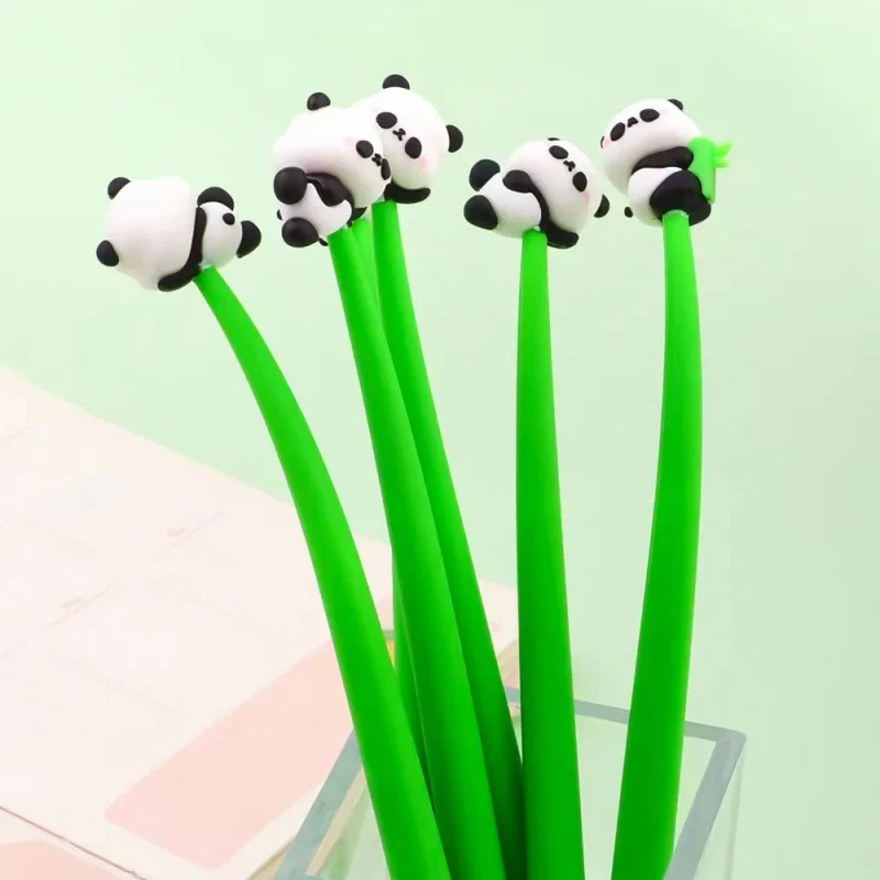 Cute Silicone Panda Shape Gel Pen Bamboo Swing Signature Pen Cartoon Soft Glue Propelling Pencil Student Stationery