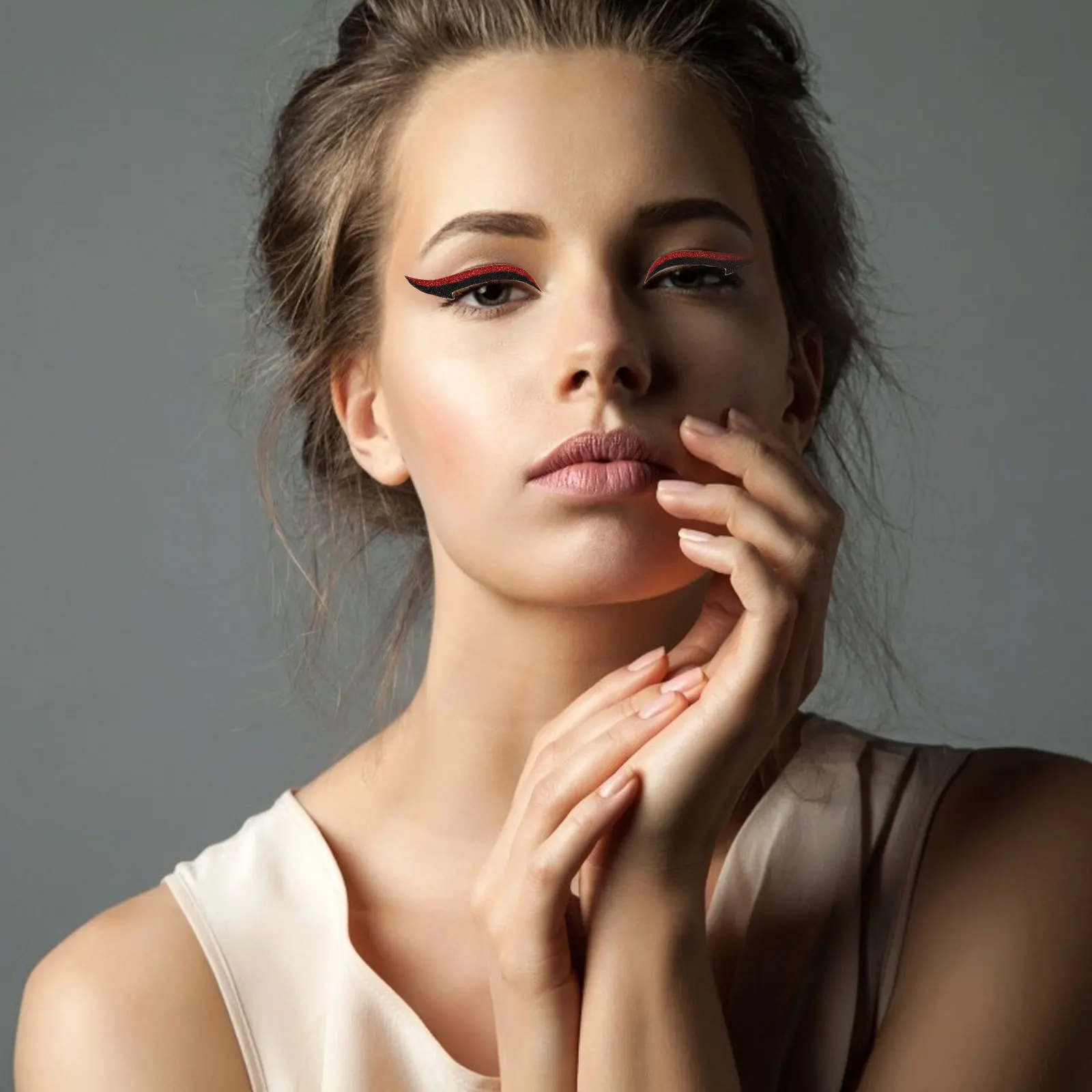 40 زوجًا من ملصقات تحديد العيون اللامعة، شريط مزدوج لمكياج العيون من البلاستيك للعيون