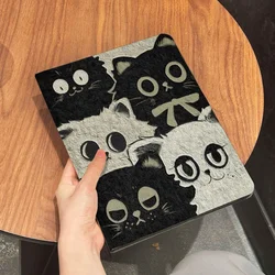 For IPad Air 6 Case Black White Cat Anti-Bend iPad 10th Gen Pro Air 5 4 Rotation Cover for Pro 11 2nd 3rd 4th IPad 10.2 8th 9th