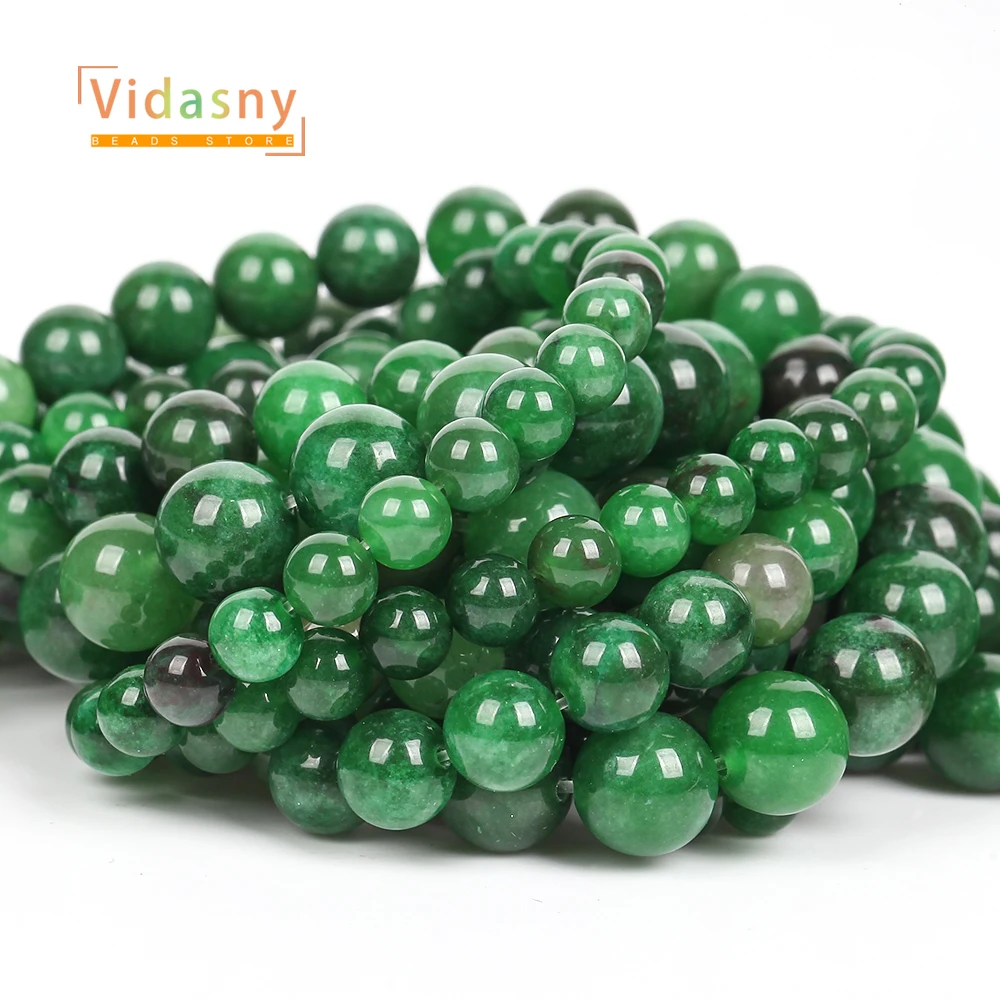 Natursteinperlen, grüner Achat, Chalcedon-Perlen für die Schmuckherstellung, runde lose Perlen, DIY-Zubehör, Armband, 6/8/10 mm, 15 Zoll – Detail 5