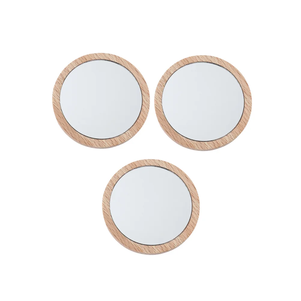 3Pcs 7.5cm Portable Makeup Mirror Round Light Weight Travel Mirror Smooth Glass Surface Easy Carry Option