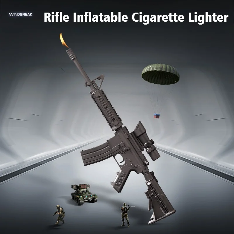 

Newest Rifle AK47 Gun Cigar igniter Windproof Open Flame Lighter Butane Inflatable M416 Cigarette Lighters & Smoking Accessories