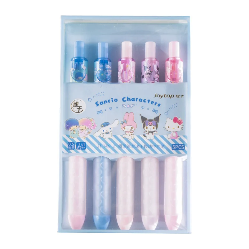 Imagem -05 - Sanrio Olá Kitty Sobremesa Festa Imprensa Caneta Gel Cute Girl Cartoon Kuromi Secagem Rápida Escova Preta Caneta Presente Kawaii 0.5 mm Pcs 10 Pcs