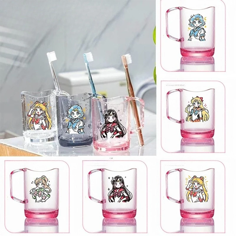 Sailor Moon Tsukino Usagi-cepillo de dientes bonito para niños, taza para enjuague bucal, personajes de Anime, pareja en casa, cepillo de dientes, taza de agua de lavado, regalos