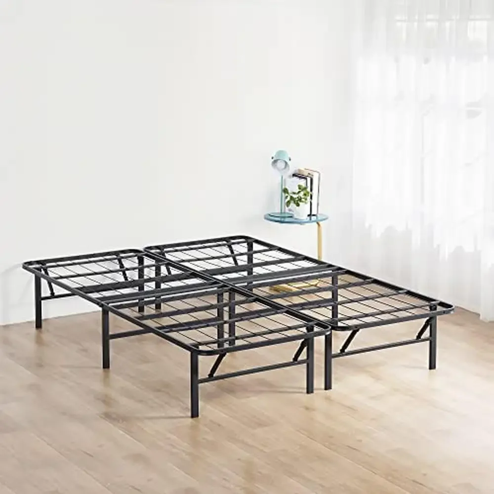 A plataforma do metal cama o quadro, tamanho completo, base de aço do colchão, armazenamento dobrável, conjunto fácil, quieto, nenhuma mola da caixa exigida, 14"