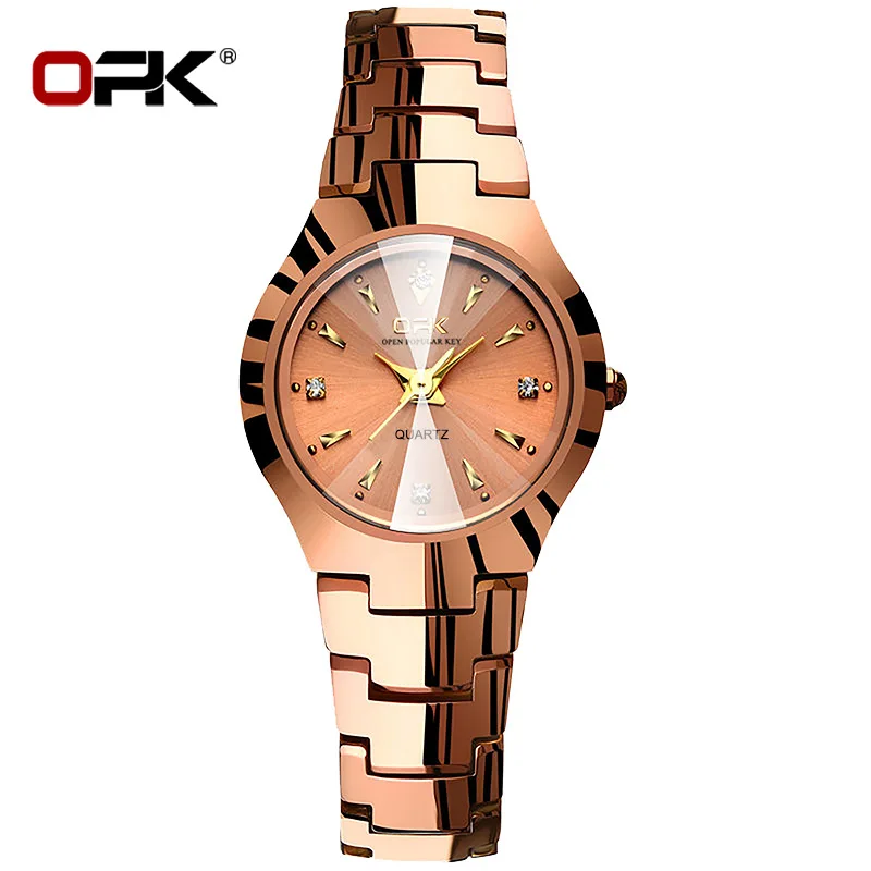 OPK-reloj de cuarzo luminoso para hombre y mujer, cronógrafo con incrustaciones de diamantes, resistente al agua, con calendario, elegante y a la moda