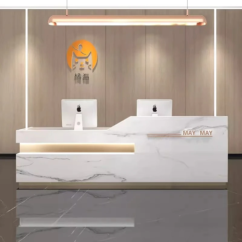 

Simple modern studio reception desk imitation marble clothing store counter