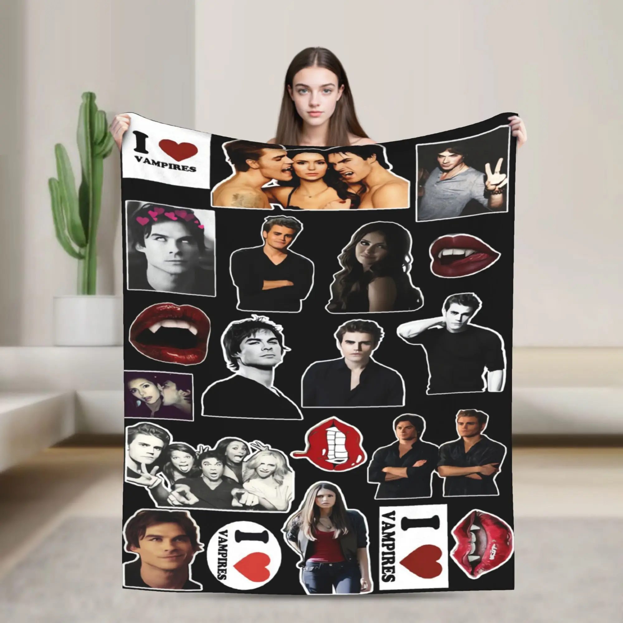 Dark Group Shot The Vampire Diaries Blanket Quality Soft  Throw Blanket Winter Girls Boys Bedroom Print Bedspread