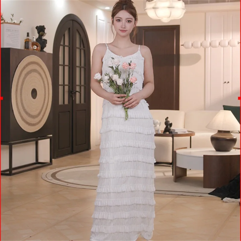 

2025 Summer New Style Straight Leg Skirt Medium Long Skirt Strap Dress