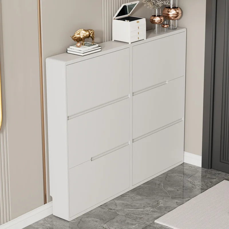 

The shoe cabinet is integrated with ultra-thin tipping bucket at door of the home.