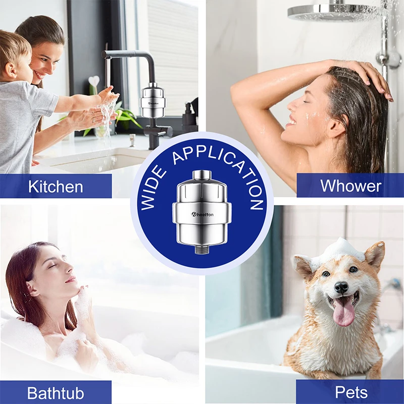 Wheelton High Pressure Shower Water Filter Activated Carbon&16 Stages Household bath Filtration Reduce Chlorine Dry Itchy Skin