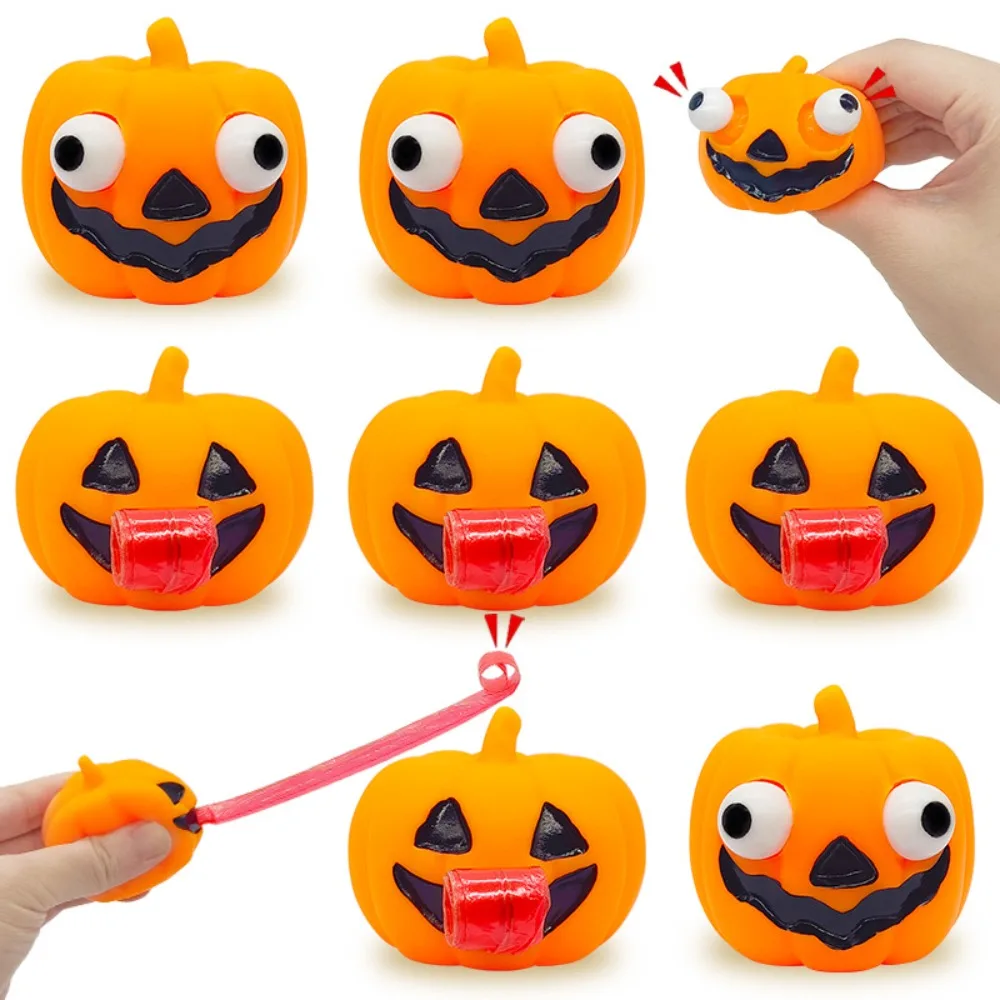 5/10 Pcs Tricky Press Exploding Eyes and Tongue Pumpkin Halloween Party Favor Decoration Children’s Birthday Gift Pinata Filling