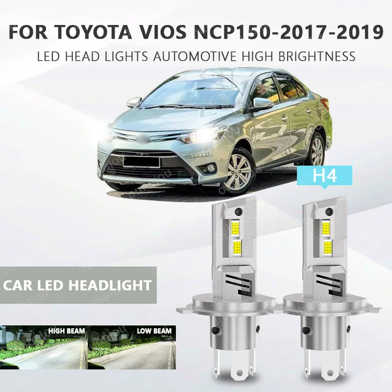 

2Pcs H4 LED Headlight LED Lights Head Lamp for Car LED Headlight Bulb with heat sink For TOYOTA VIOS NCP150-2017-2019