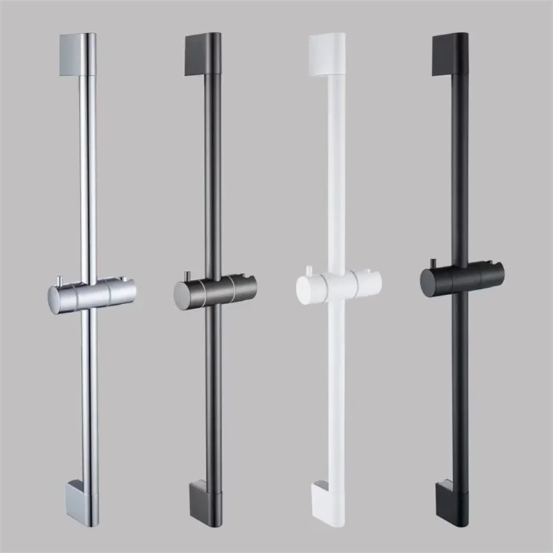 Adjustable Shower Bar Lifting Rod Extendable Wall Mount Shower Horizontal Bar Column Black White Chrome Bathroom Riser Slide
