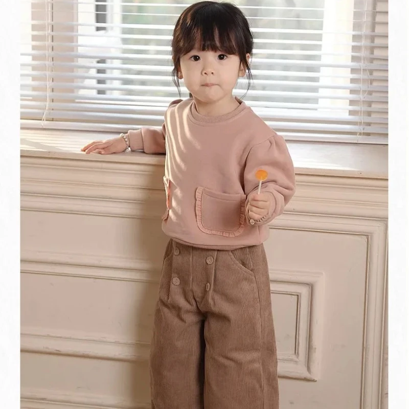 

Spot louisiella 2024 Smith velvet children's sweater cotton autumn and winter velvet thick bottom cover girls sweater