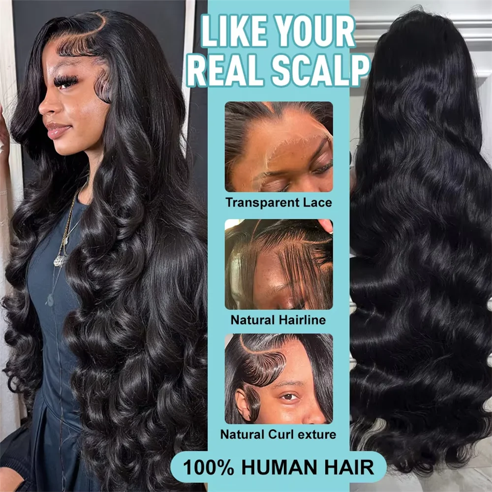 40인치 블랙 루즈 바디 웨이브 13x6 HD 투명 레이스 프론탈 가발 브라질리언 인모 360 풀 레이스 인모 여성용