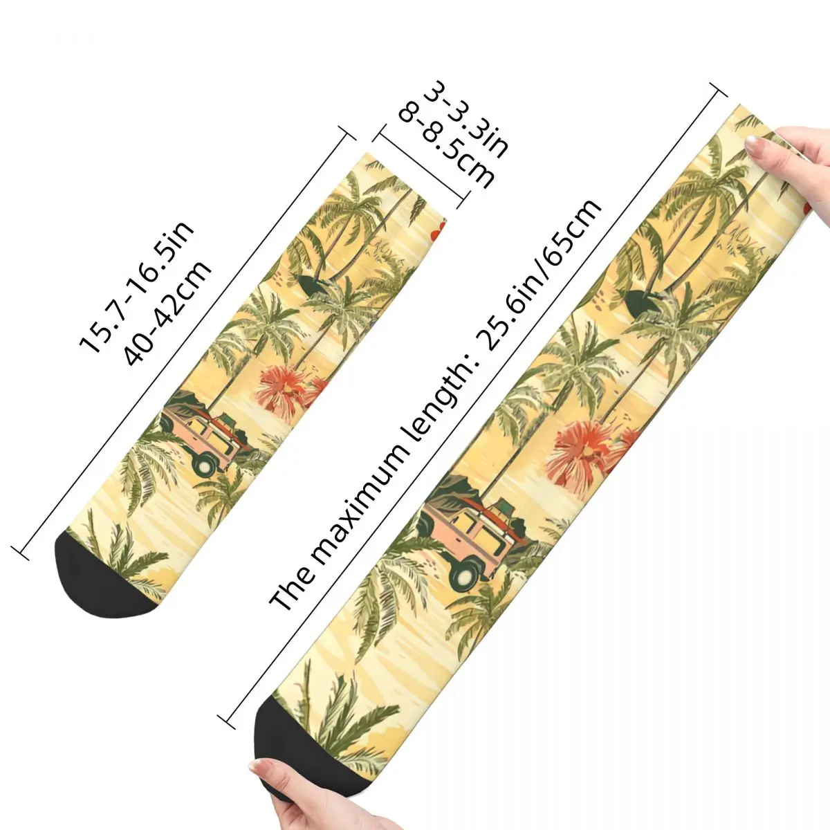 Funny Crazy Sock for Men Hand Draw Art Summer Tropical Harajuku Tropics Pattern Quality Pattern Printed Crew Sock Novelty Gift