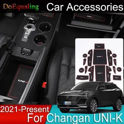 For Changan UNI-K UNIK 2023 2022 2021 Car Door Groove Mat Central Control Storage Cup Luminous Anti-slip Mat Silica gel