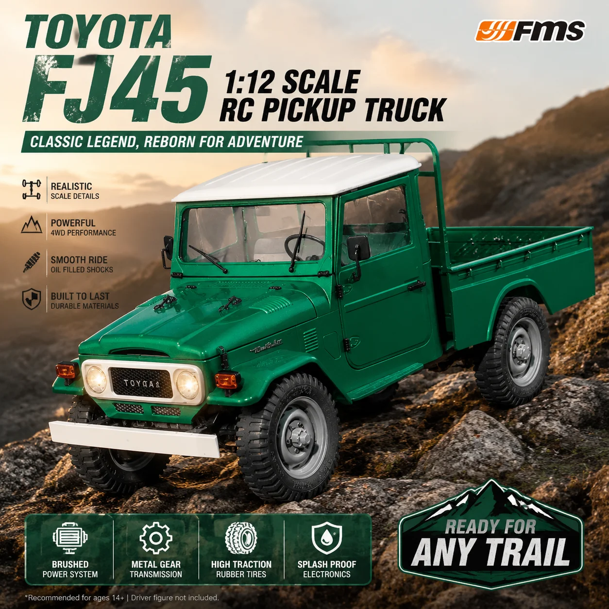Rc Hobby Off Road - FMS 1 12 Toyota FJ45 Pikap