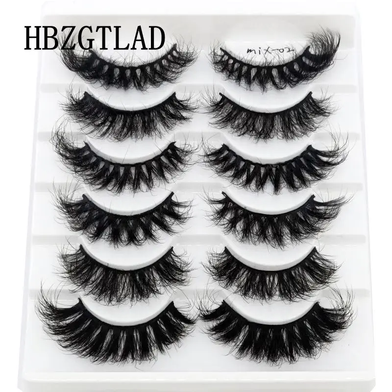 HBZGTLAD False Eyelashes Cat-Eye Fluffy Faux Mink Lashes 8D Wispy Lashes 6 Pairs Pack Dramatic Long Thick Volume Eyelashes