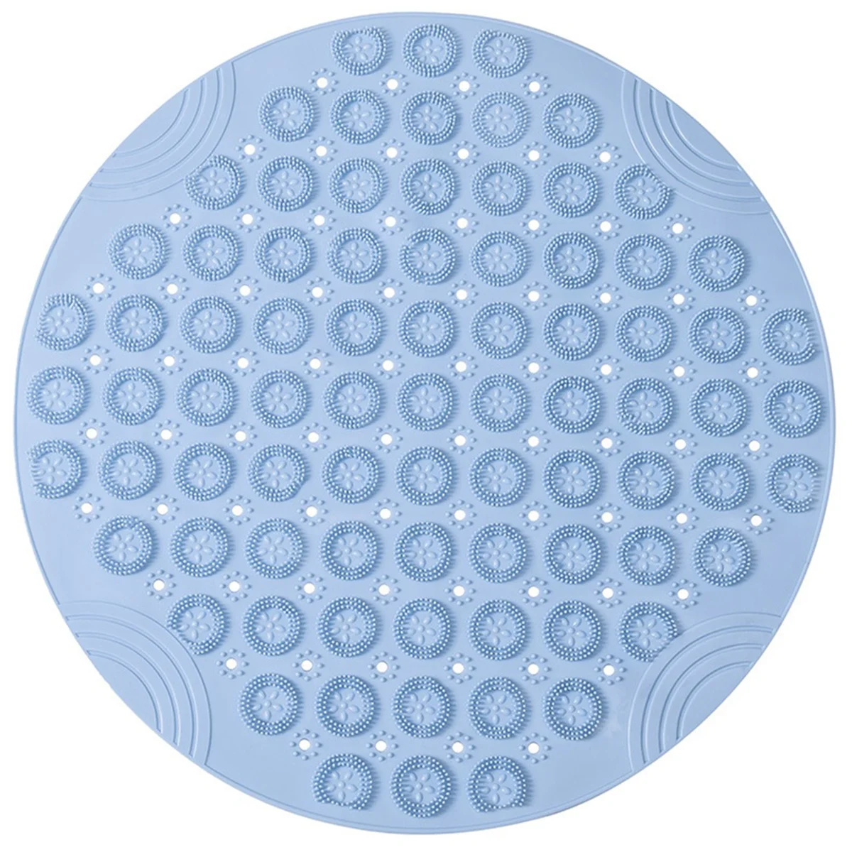 Round Non-Slip Shower Mat Strong Suction Bath Mats with Drain Holes with Raised Massage Loop, D