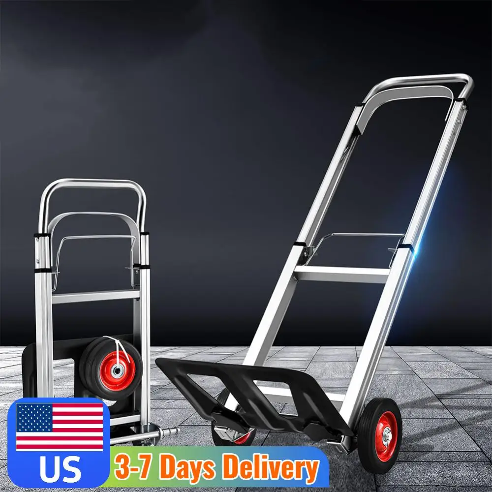 

Складная тележка-тачка усиленная с длинной телескопической ручкой, алюминиевая, нескользящая, для переезда и путешествий