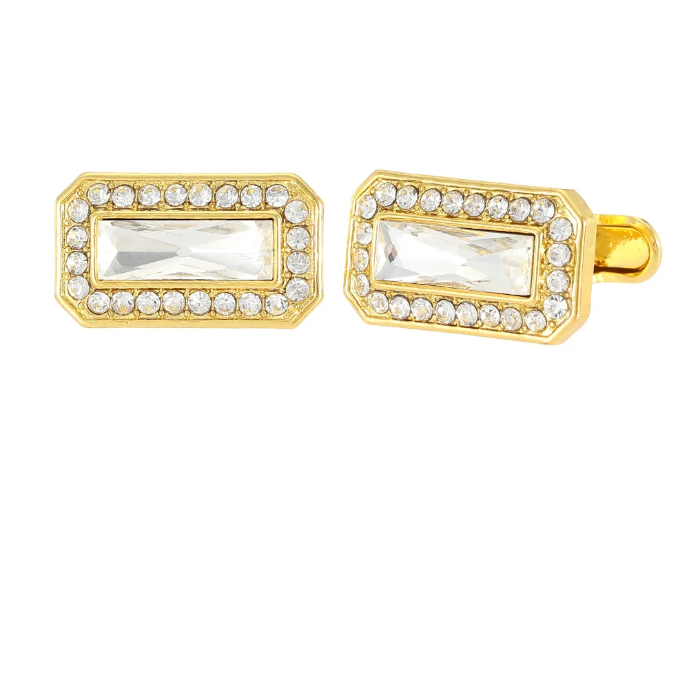 Rectangular Crystal Studded Diamond Cufflink Business Suits Exquisite Cufflinks Personalized Men's Shirts Decorative Accessory