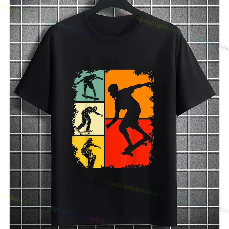 Skater Skateboarder Retro Skateboard Boys Youth Graphic Design T-shirt Sprots O-neck Pure Cotton Comfort Tshirt All-Match