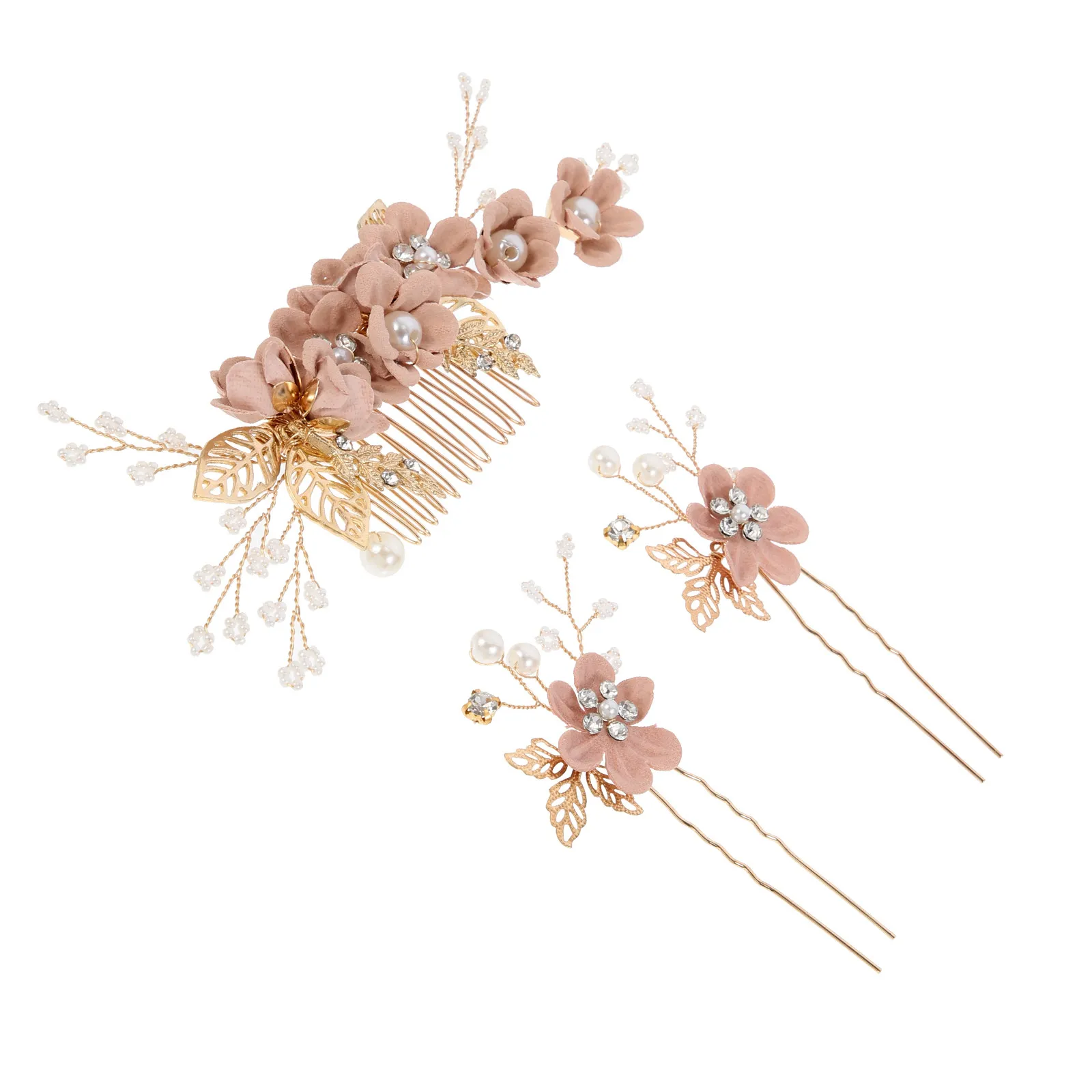 

3pcs Flower Design Hair Stick Bridal Hairpins Hair Fork Wedding Party Alloy U Shape Hairpin For Bride Bridesmaid Hanfu