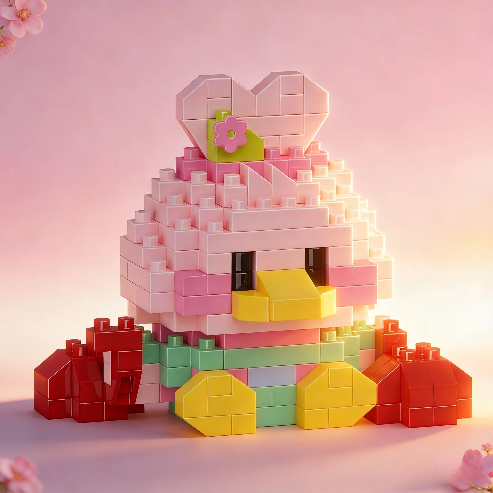 

198 Pcs Pink Duck Building Blocks toy, 3D Puzzle DIY Educational Toy, STEM Gift for Kids, Home Decor Christmas
