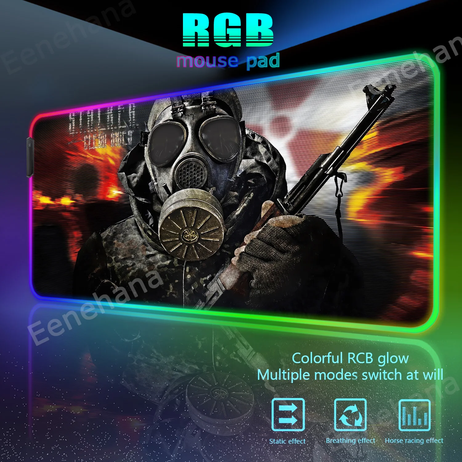 RGB Stalker 2 Large Gaming Mouse Pad Computer Accessories Carpet Desktop LED Xxl Keyboard Extended Pad Black Backlight Desk Mats