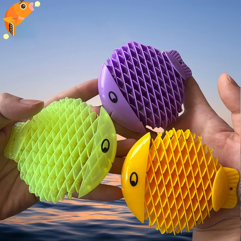 Creative Stress Relief Toys Elastic Net Small Toys Fun Squirming Decompression Deformation Fish Telescopic Toys Novelty Kids Toy