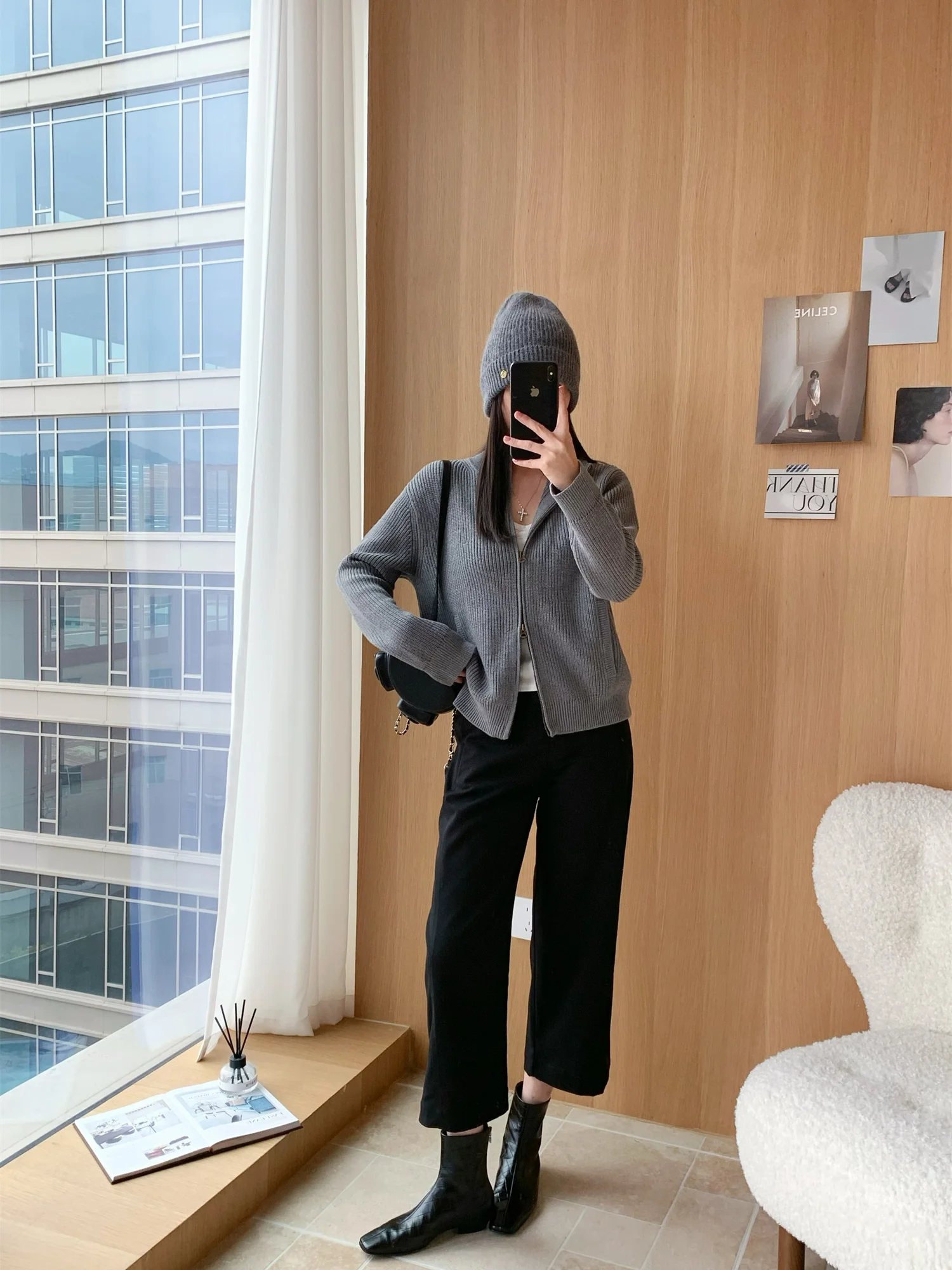 

Вязаный шерстяной свитер на молнии с вышивкой, повседневный, женский, модный, прямого кроя, с длинными рукавами, укороченный кардиган