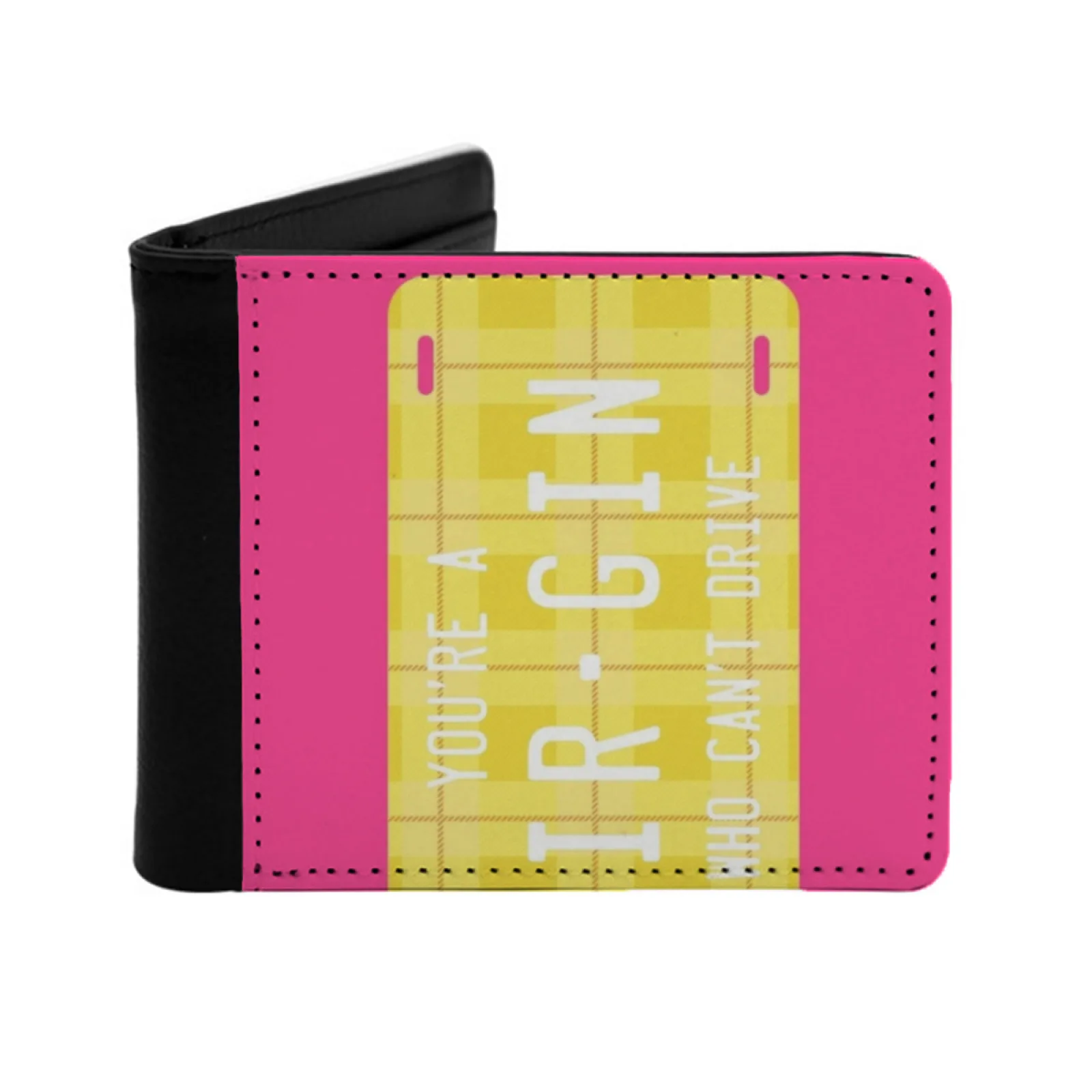 

Желтый клетчатый кошелек Clueless Virgin Who Can'T Drive номерной знак, новый мужской кошелек, короткий модный кошелек из искусственной кожи, кошелек с несколькими картами