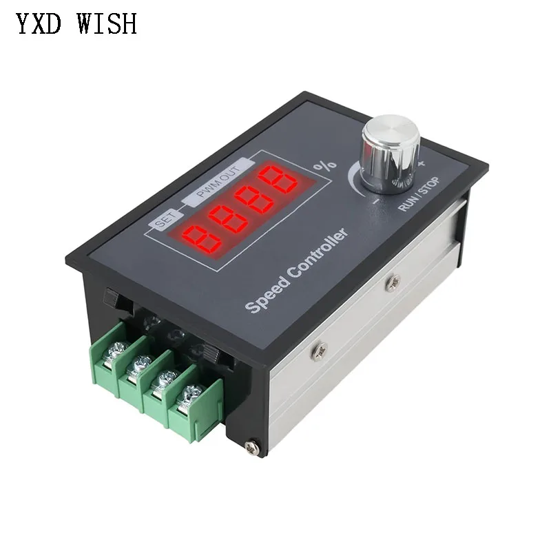 DC 6-60V 30A DC Motor Speed Controller Slow Start Soft Stop PWM Digital Display 0~100% Adjustable Motor Speed Control Switch
