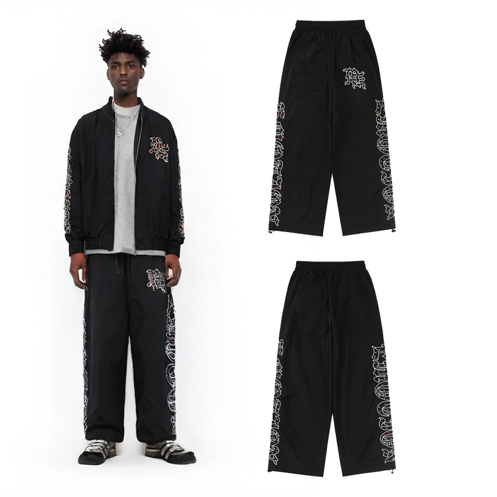 

Y2K Street Style Embroidered Loose Trousers with Colors Rhinestones Hip-hop Street Wear Casual Retro Oversized Baggy Sweat Pants