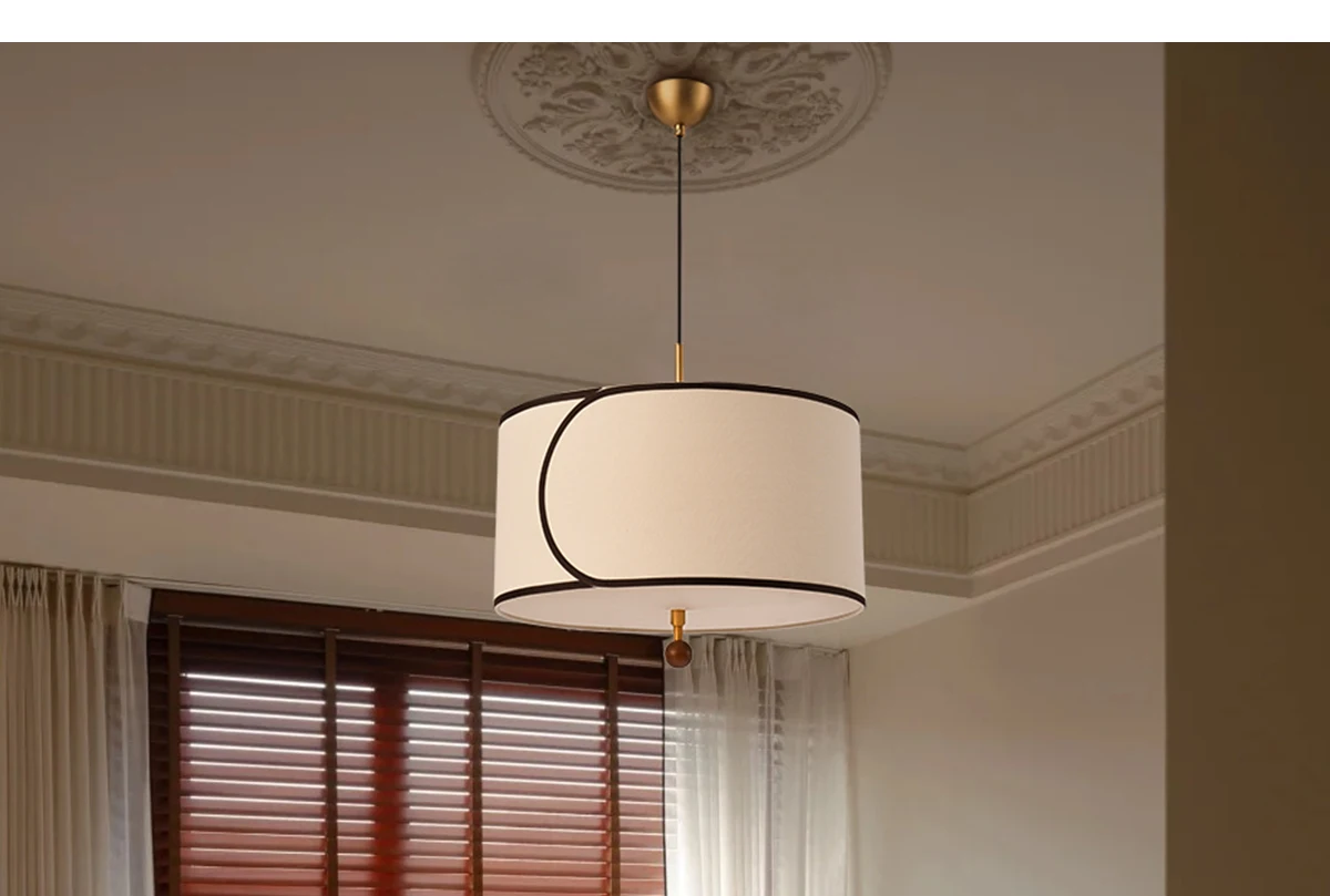 Französische Vintage-Stoff-Pendelleuchte, moderner Schlafzimmer-Kronleuchter aus der Mitte des Jahrhunderts, Retro-Esszimmer- und Arbeitszimmerlampe, kreatives Kinderzimmer