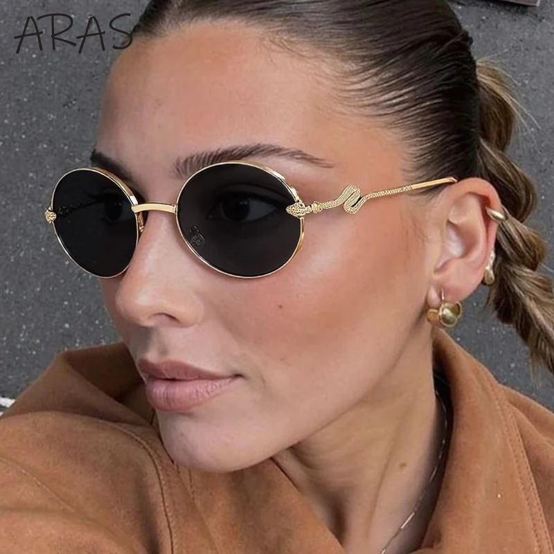 

Trendy Oval Sunglasses Women 2025 Luxury Brand Vintage Punk Snake Sun Glasses UV400 Outdoor Eyewear For Lady Metal Frame Shades