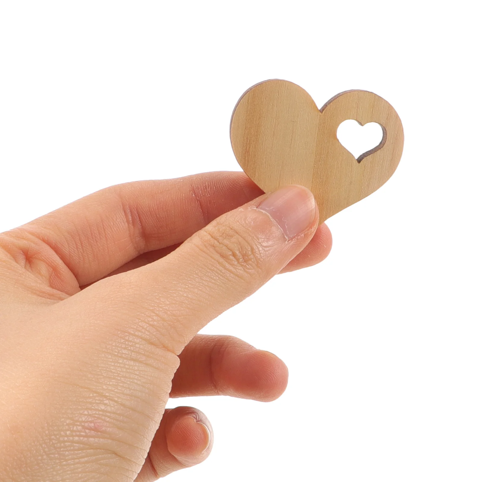 

50Pcs Wooden Heart Slices for Crafts Unfinished DIY Wood Pieces Smooth Blank Chips Ideal for Handmade Gift Box Embellishments