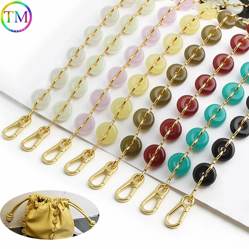 Length 70.5cm Metal Round Acrylic Resin Chains Detachable Handbag Shoulder Strap For Purse Wallet Bags Strap Decor Accessories