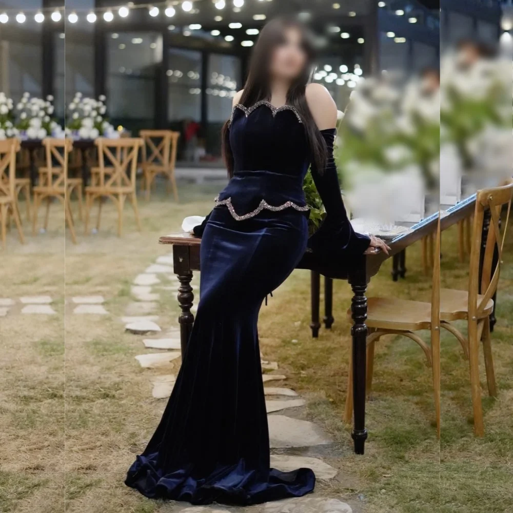 

Customized High Quality Formal Evening Dress Glitter Chic Strapless Mermaid Floor-length Bespoke Occasion Elegant Party Wedding